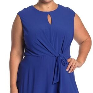 Sz 16W Royal Blue NWT LONDON TIMES Fit and Flare Midi Stretch Knit Dress